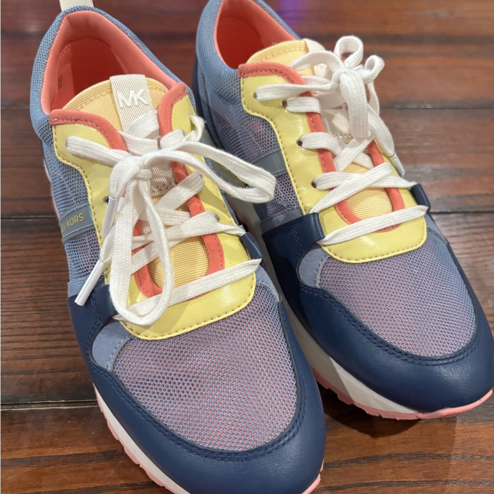 Michael Kors Blue Pink and Yellow Sneakers Retro Design